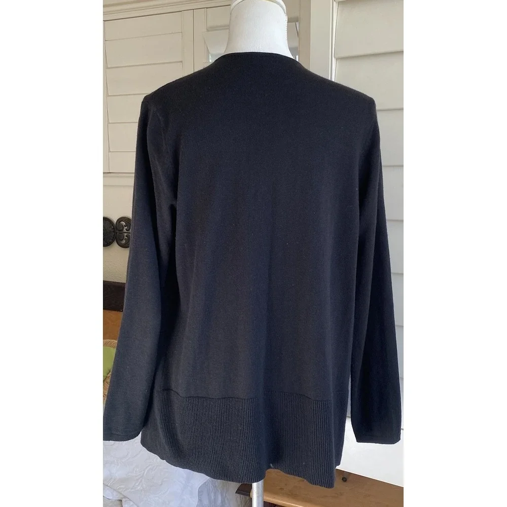 J. Jill  Black Silk Blend Open‎ Cardigan Sweater Closet Staple Minimalist Small